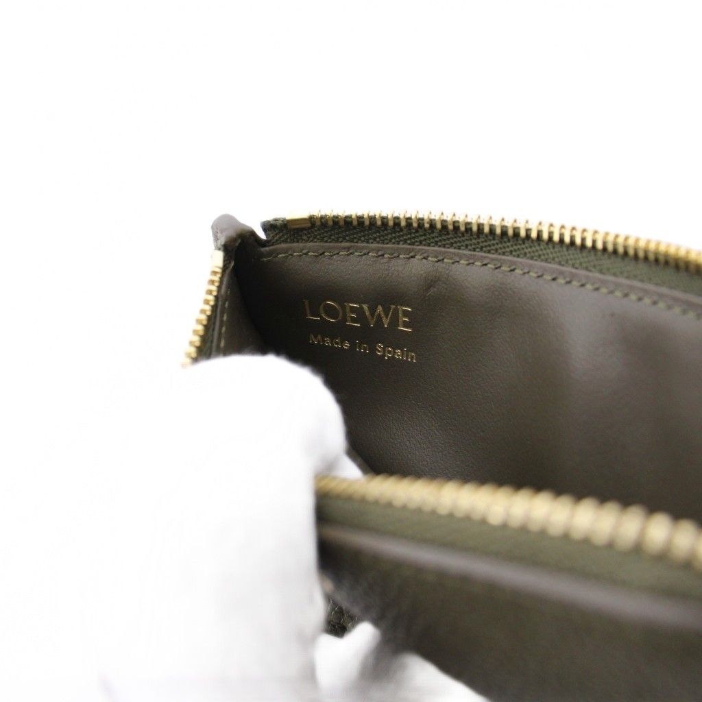 Loewe Pebble Coin Card Holder Purse Grain Calf Leather Dark Brown — view 7