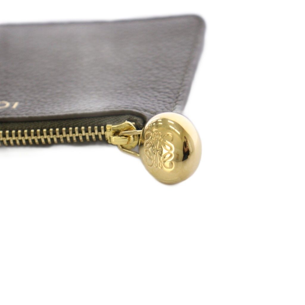 Loewe Pebble Coin Card Holder Purse Grain Calf Leather Dark Brown — view 6