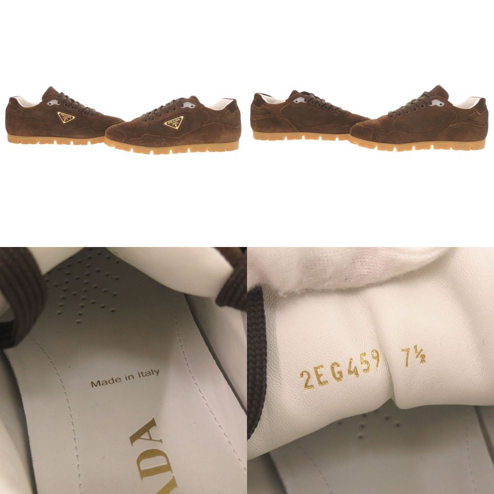 Prada Triangle Logo 7.5 Suede Brown Sneakers — view 6