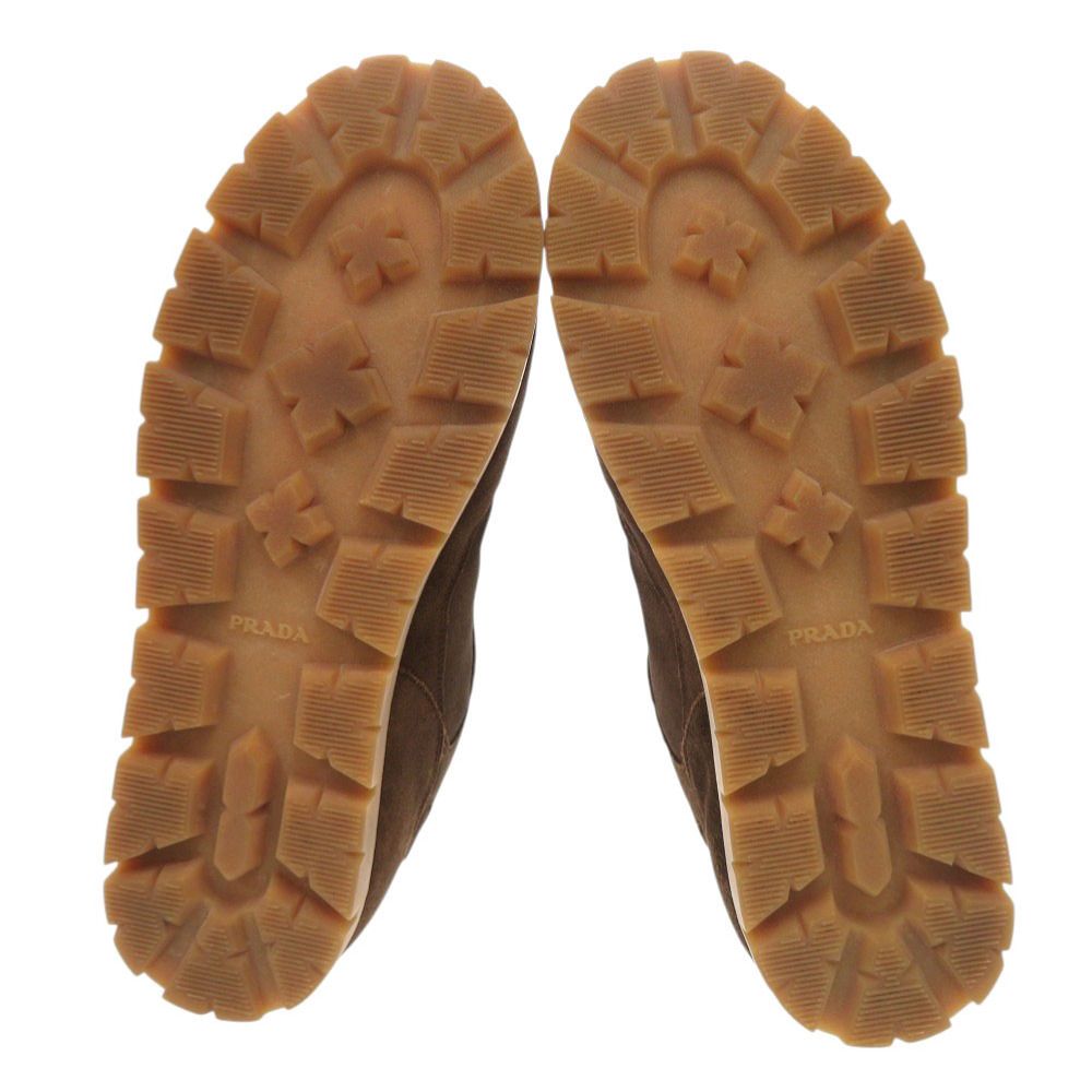Prada Triangle Logo 7.5 Suede Brown Sneakers — view 5