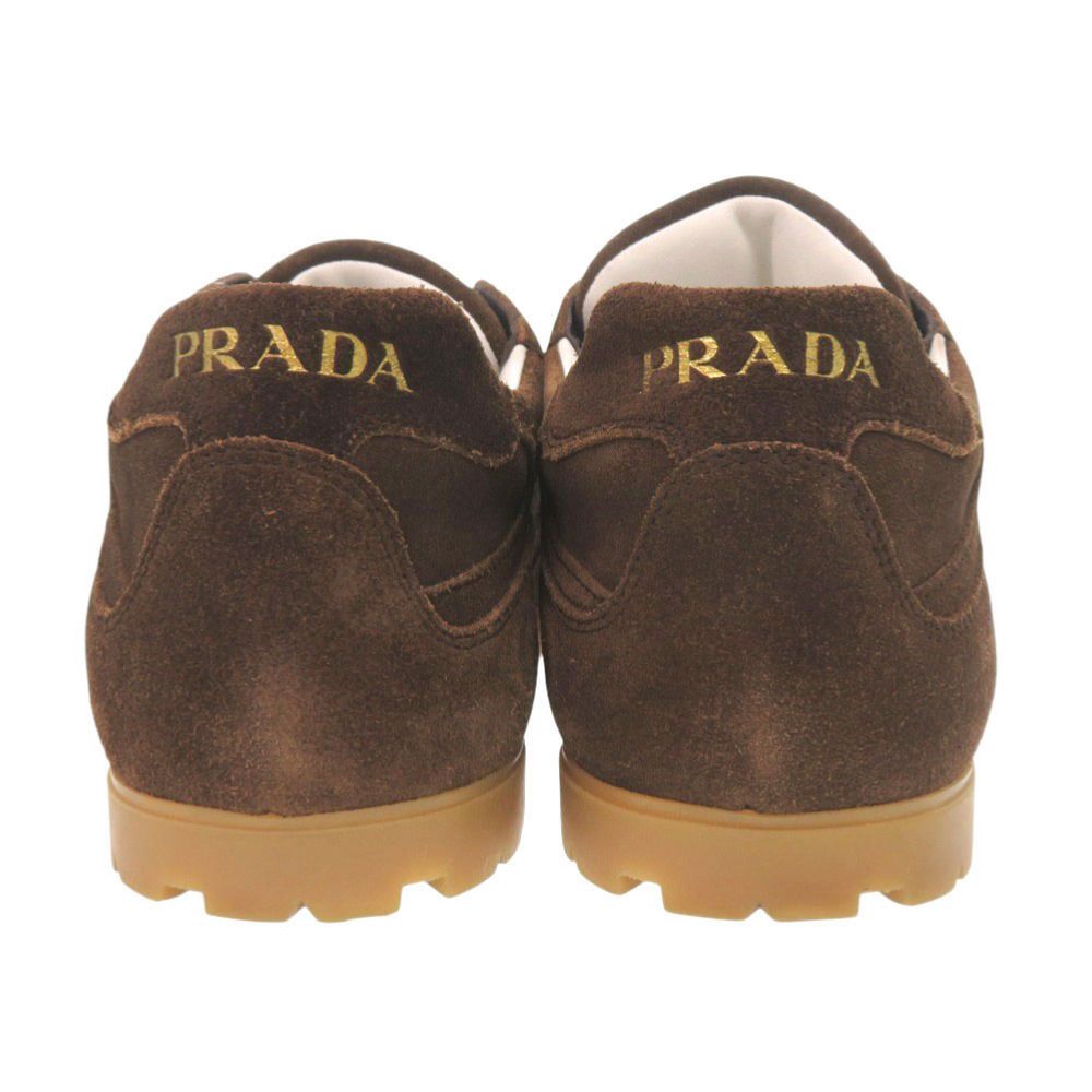 Prada Triangle Logo 7.5 Suede Brown Sneakers — view 4