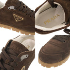 Prada Triangle Logo 7.5 Suede Brown Sneakers — view 7