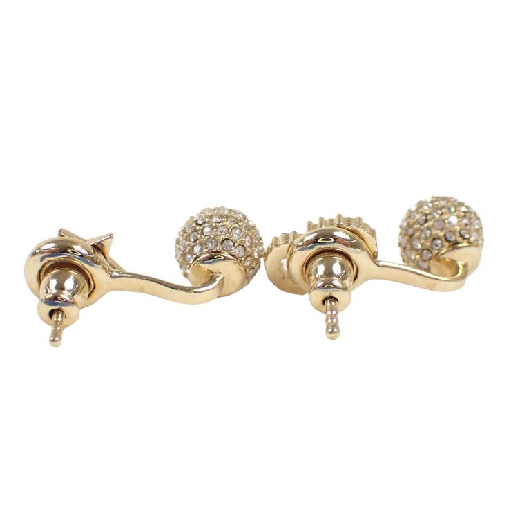 Dior Earrings Clair D Lune Gold Metal Rhinestone — view 2