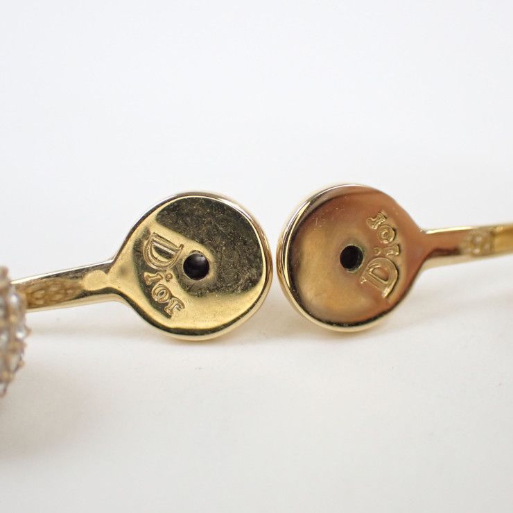 Dior Earrings Clair D Lune Gold Metal Rhinestone — view 4