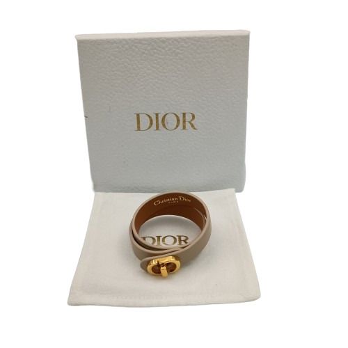 Dior Bracelet 30 Montaigne Beige Leather Gold Double — view 8