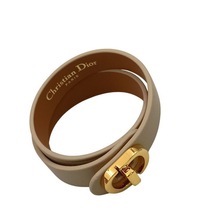Dior Bracelet 30 Montaigne Beige Leather Gold Double — view 4