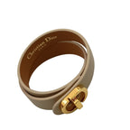 Dior Bracelet 30 Montaigne Beige Leather Gold Double — view 4