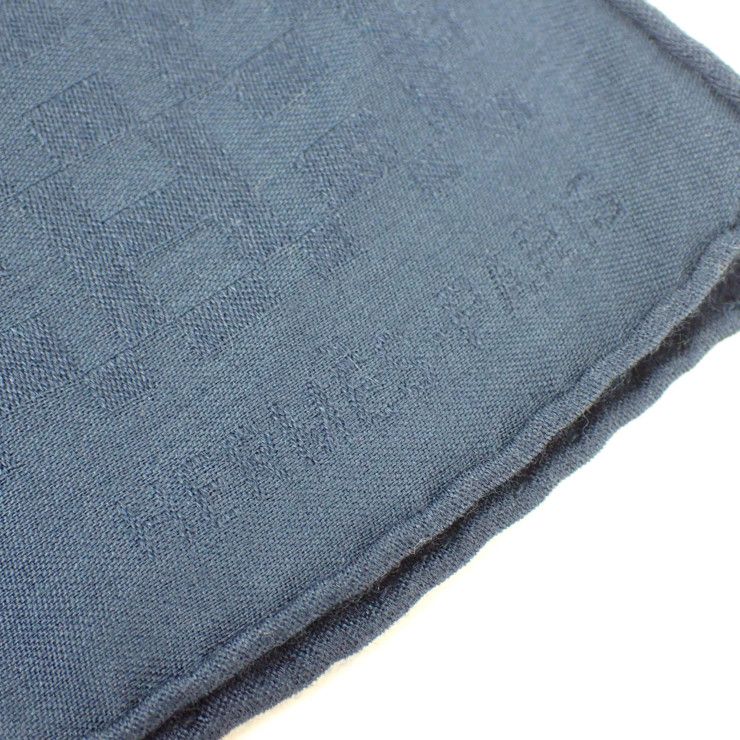Hermes Scarf Pattern Shawl Navy 48% Cashmere 32% Wool — view 2