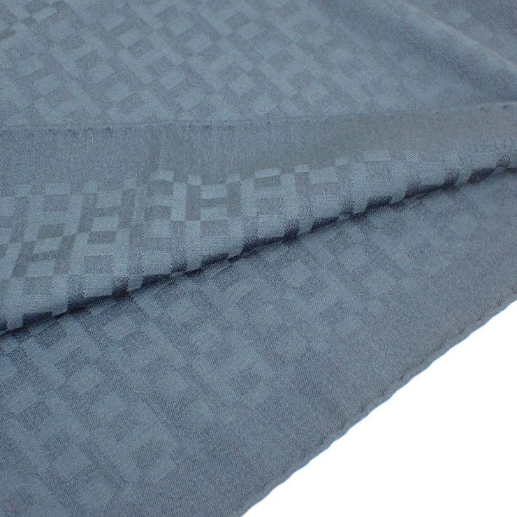 Hermes Scarf Pattern Shawl Navy 48% Cashmere 32% Wool — view 3