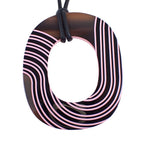 Hermes Pendant Necklace Isum Pop PM Brown Pink Lacquer Wood — view 2