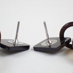 Hermes Earrings Ismu Brown White Buffalo Horn Lacquer Wood Metal — view 3