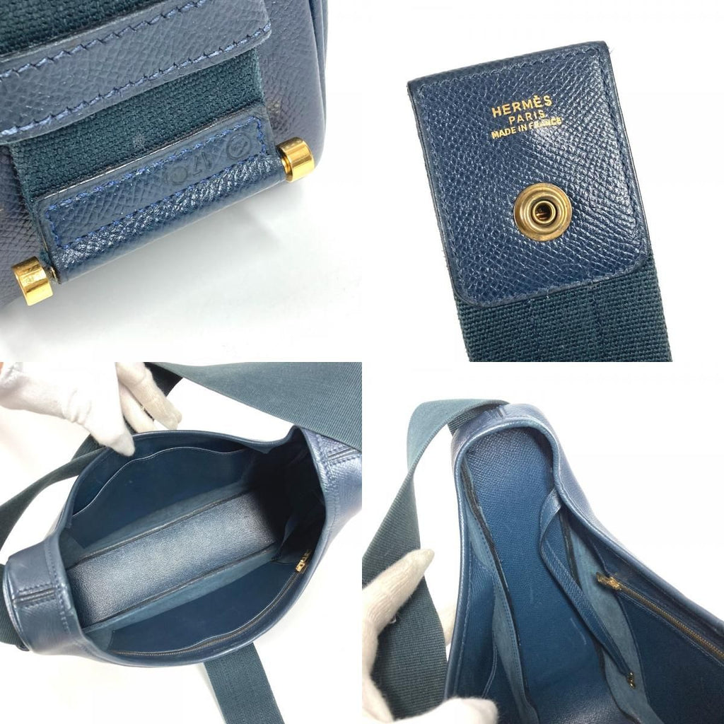 Hermes Shoulder Bag Saco Courchevel Navy — view 8