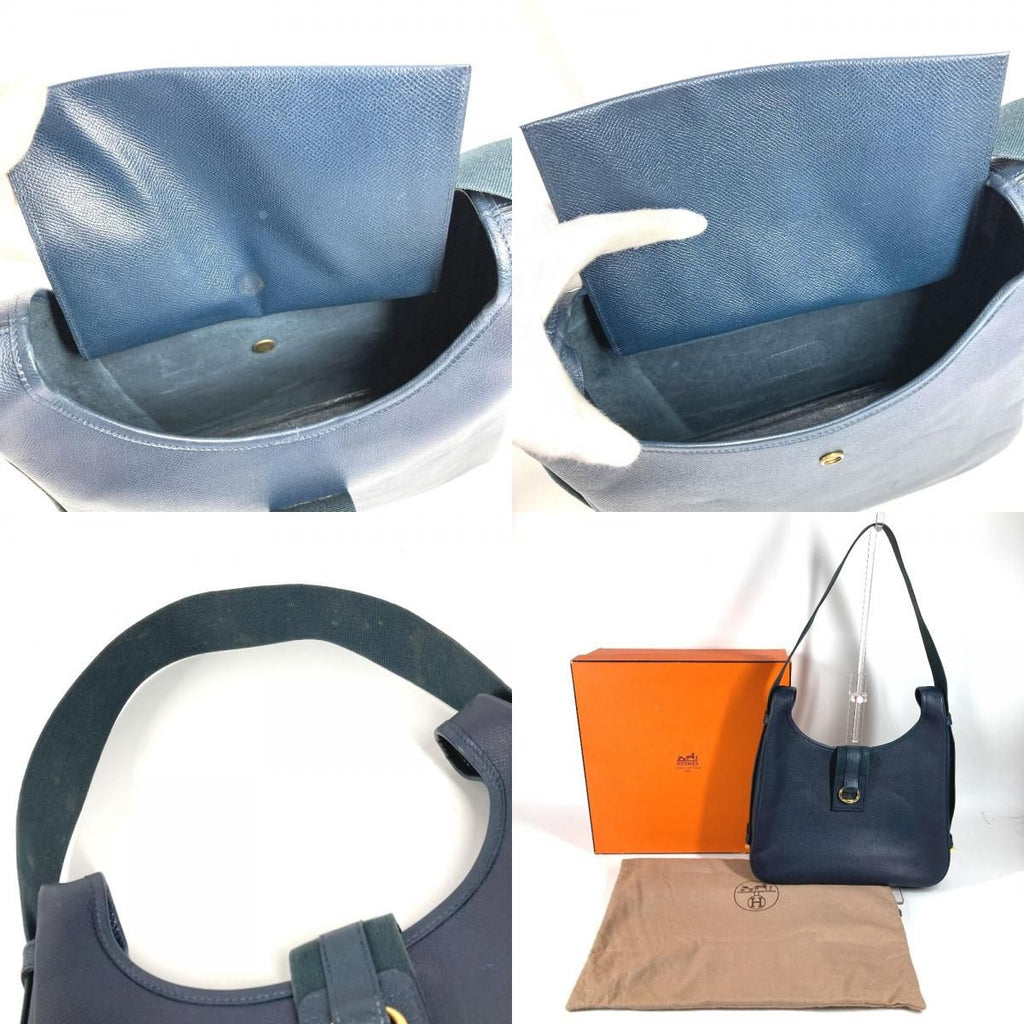 Hermes Shoulder Bag Saco Courchevel Navy — view 9