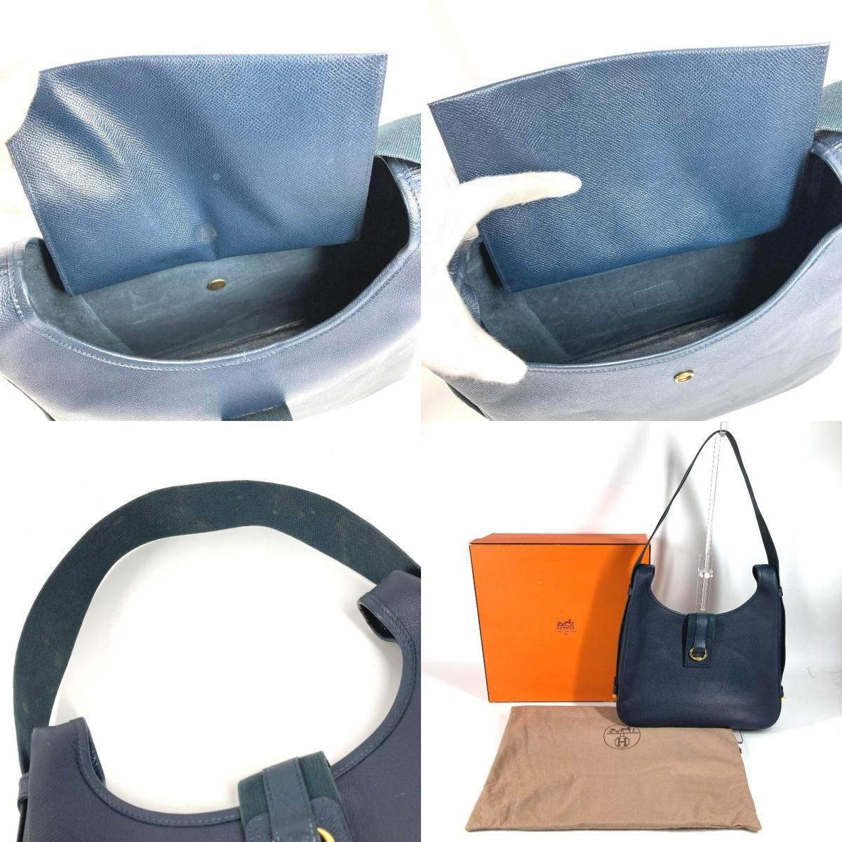 Hermes Shoulder Bag Saco Courchevel Navy — view 9