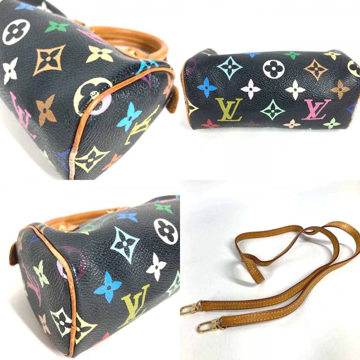 Louis Vuitton Handbag Mini Speedy Monogram Multicolor Canvas Noir Black — view 8