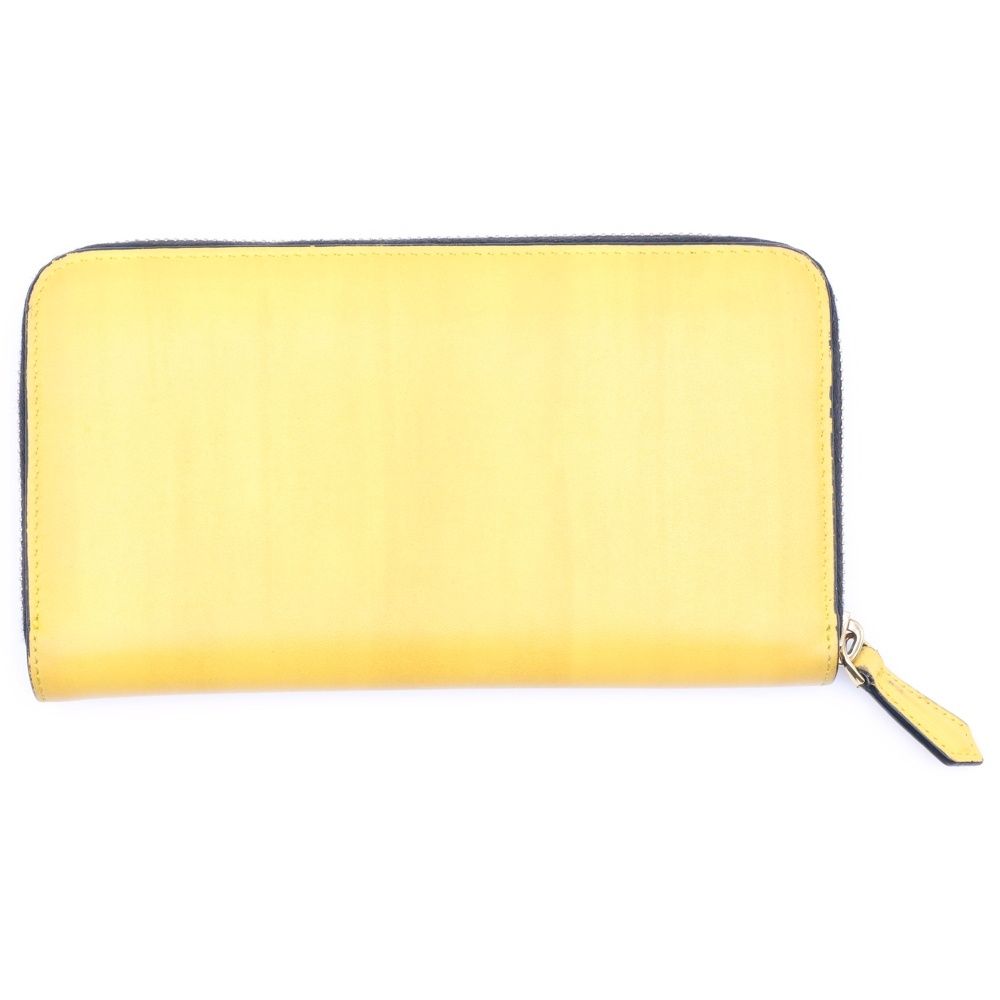 Fendi Bicolor Logo Leather Round Zip Wallet Yellow — view 2