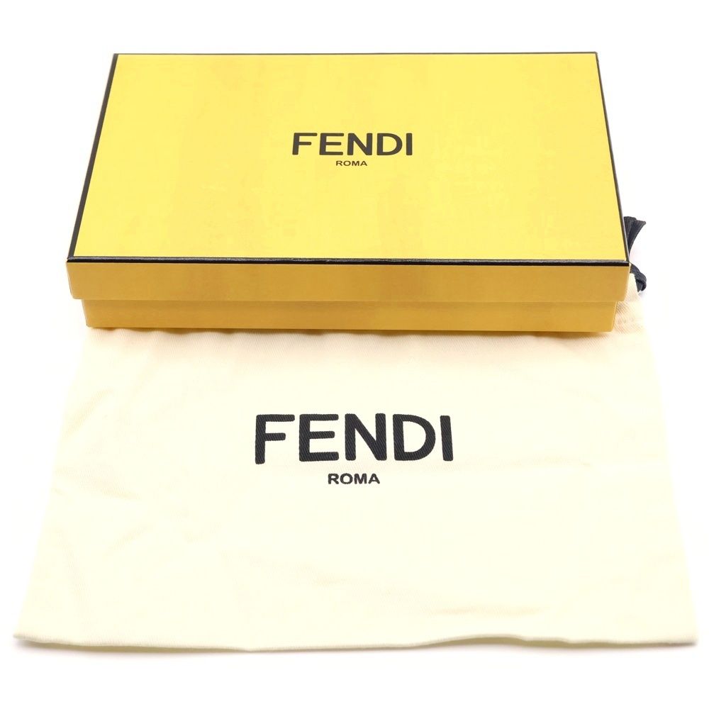 Fendi Bicolor Logo Leather Round Zip Wallet Yellow — view 6