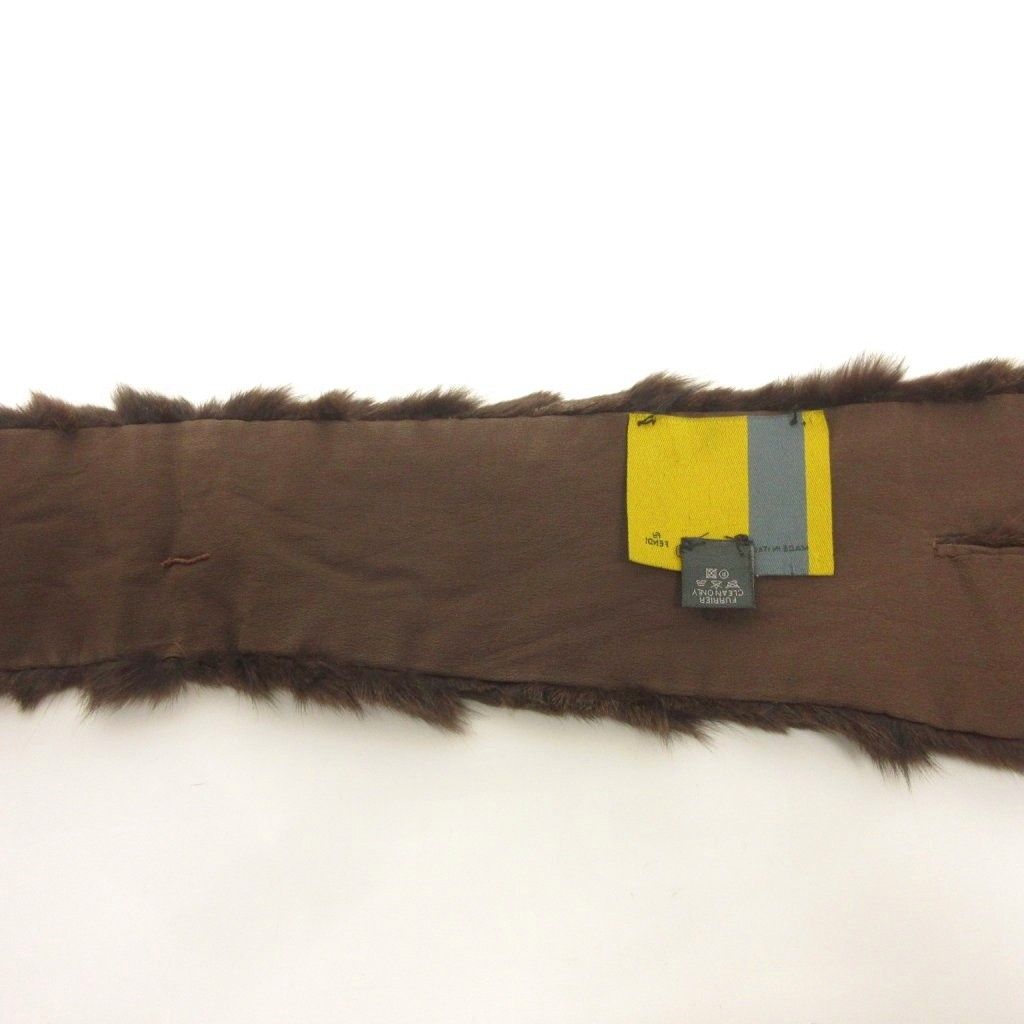 Fendi Tippet Scarf Rabbit Fur Silk Brown — view 2