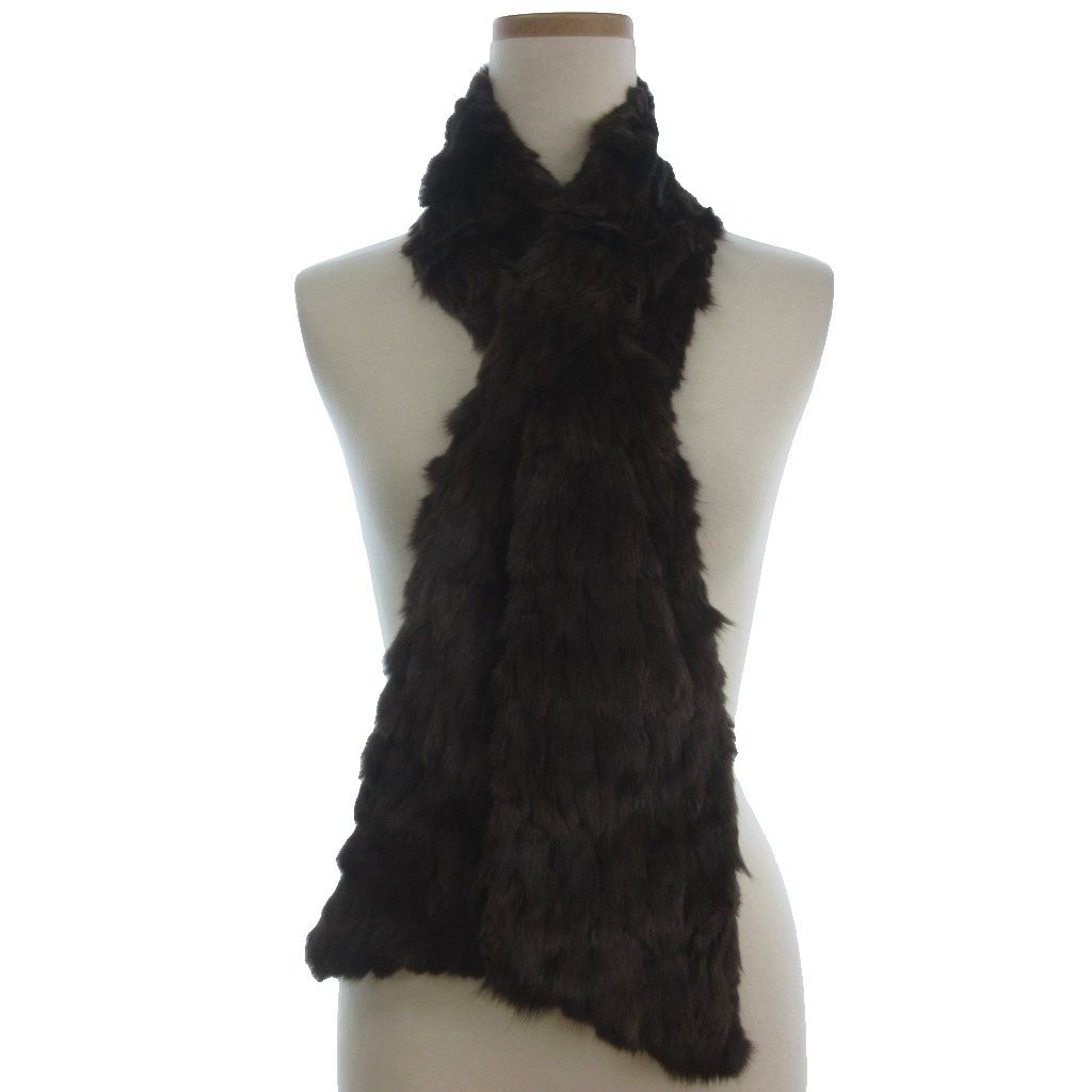 Fendi Tippet Scarf Rabbit Fur Silk Brown — view 4