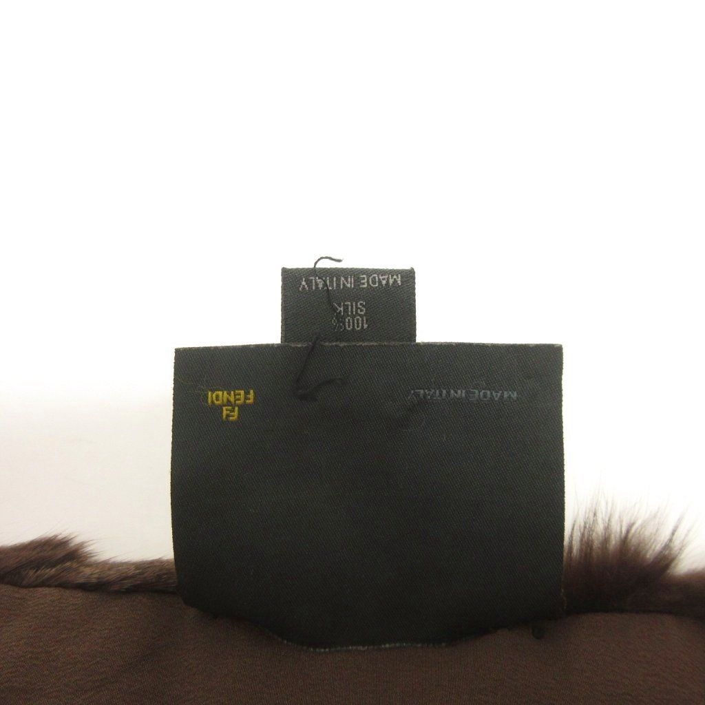 Fendi Tippet Scarf Rabbit Fur Silk Brown — view 5
