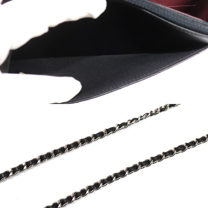 Chanel Chain Wallet Lambskin Shoulder Bag Black — view 6