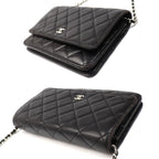 Chanel Chain Wallet Lambskin Shoulder Bag Black — view 3