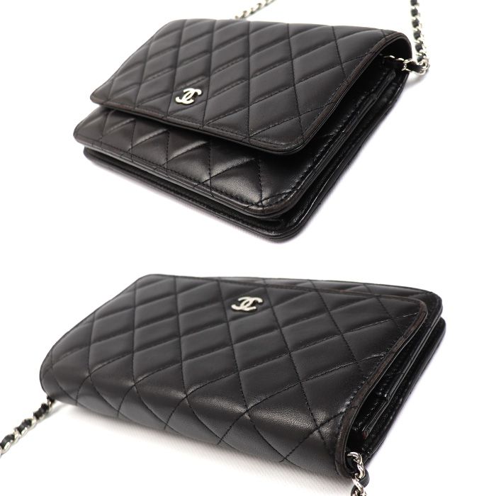 Chanel Chain Wallet Lambskin Shoulder Bag Black — view 3