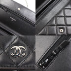 Chanel Chain Wallet Lambskin Shoulder Bag Black — view 7
