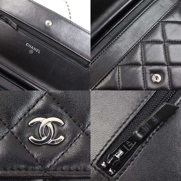 Chanel Chain Wallet Lambskin Shoulder Bag Black — view 7