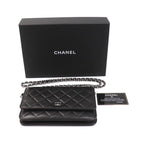 Chanel Chain Wallet Lambskin Shoulder Bag Black — view 9
