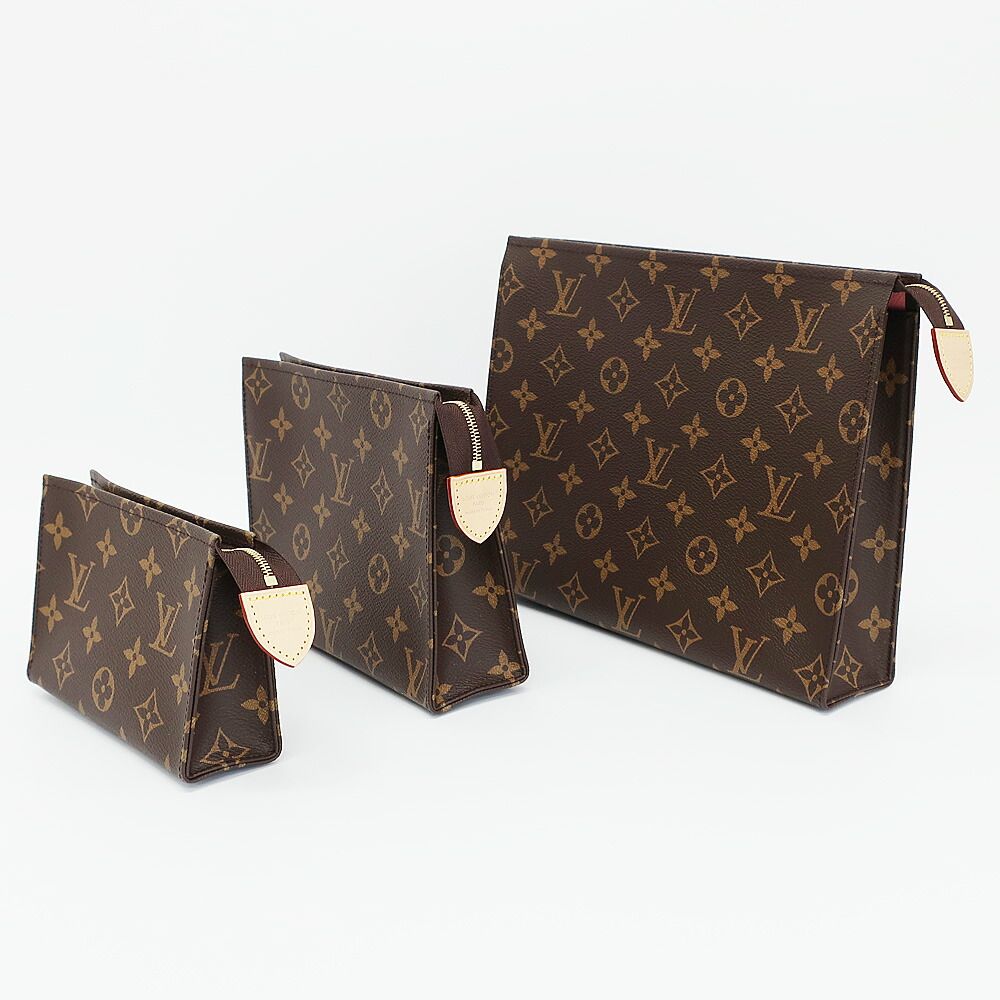 Louis Vuitton Trio Posh Toilette LV Monogram Pouch Brown Gold — view 9