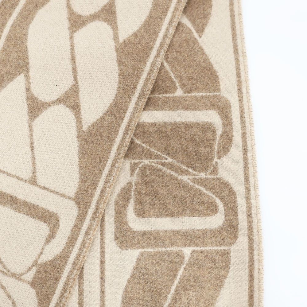 Hermes Scarf Click Se Nue Cashmere Brown Marron Glace Cles Fringe Shawl — view 6