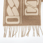 Hermes Scarf Click Se Nue Cashmere Brown Marron Glace Cles Fringe Shawl — view 3