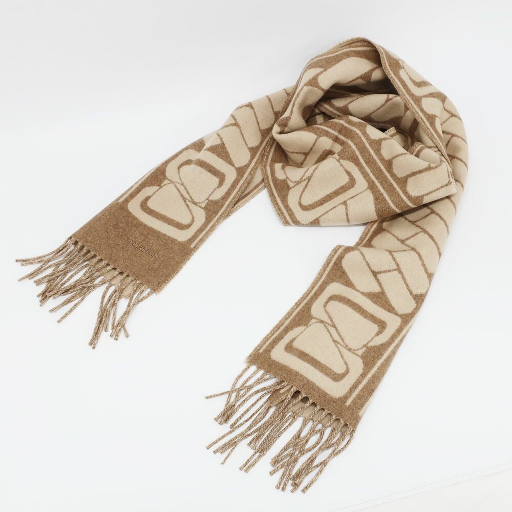 Hermes Scarf Click Se Nue Cashmere Brown Marron Glace Cles Fringe Shawl — view 9
