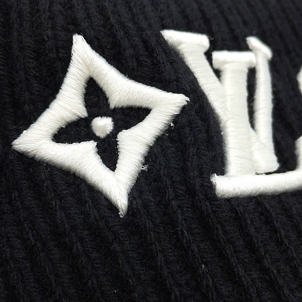 Louis Vuitton Knit Hat Beanie LV Headline Wool Noir Black — view 5