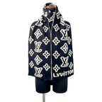 Louis Vuitton Scarf Monogram Blast Knit Black White Noir — view 3
