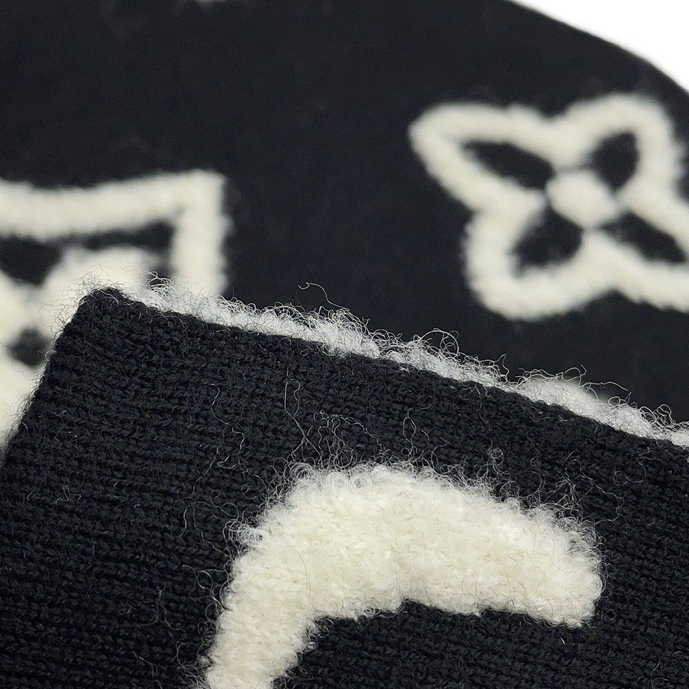 Louis Vuitton Scarf Monogram Blast Knit Black White Noir — view 6