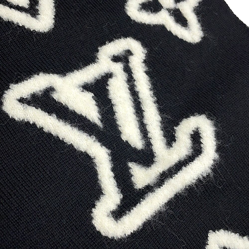 Louis Vuitton Scarf Monogram Blast Knit Black White Noir — view 4