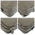 Prada Saffiano Gray Silver Leather Clutch — view 4