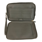 Prada Saffiano Gray Silver Leather Clutch — view 8