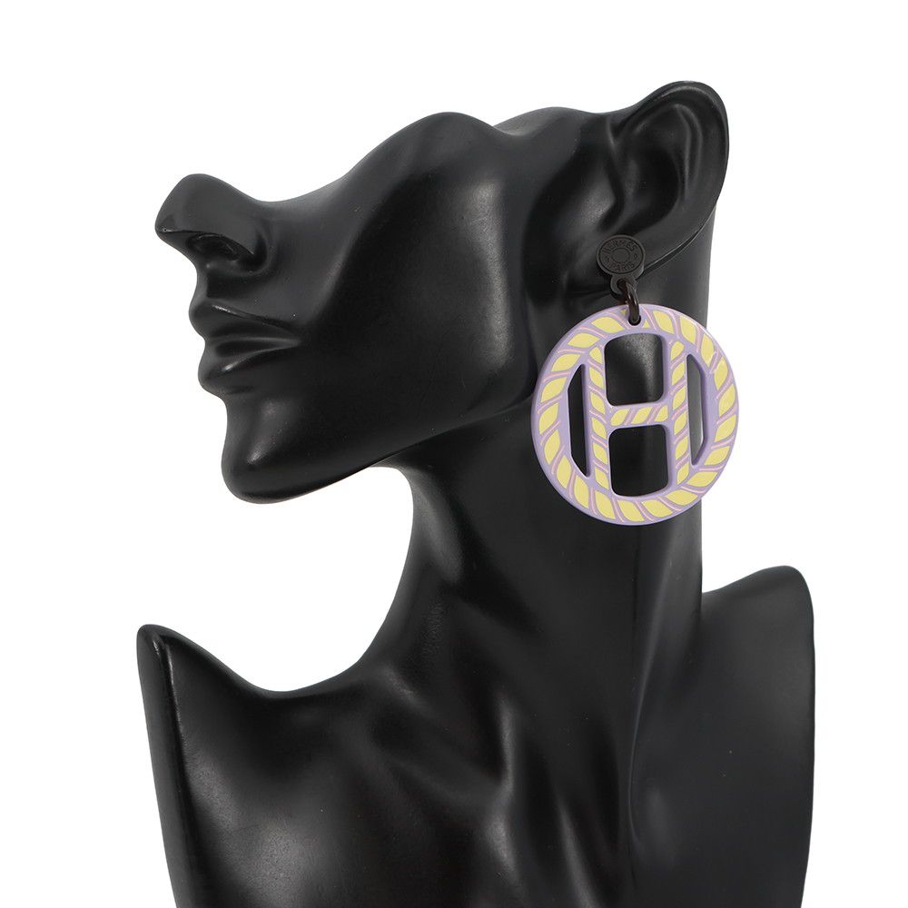 Hermes Earrings Equipe Nautic Buffalo Horn Lavender-yellow — view 4