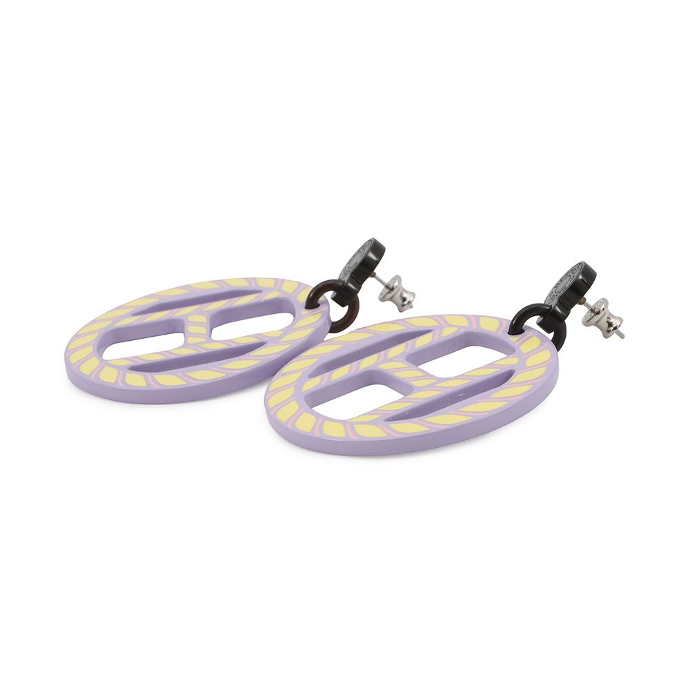 Hermes Earrings Equipe Nautic Buffalo Horn Lavender-yellow — view 2