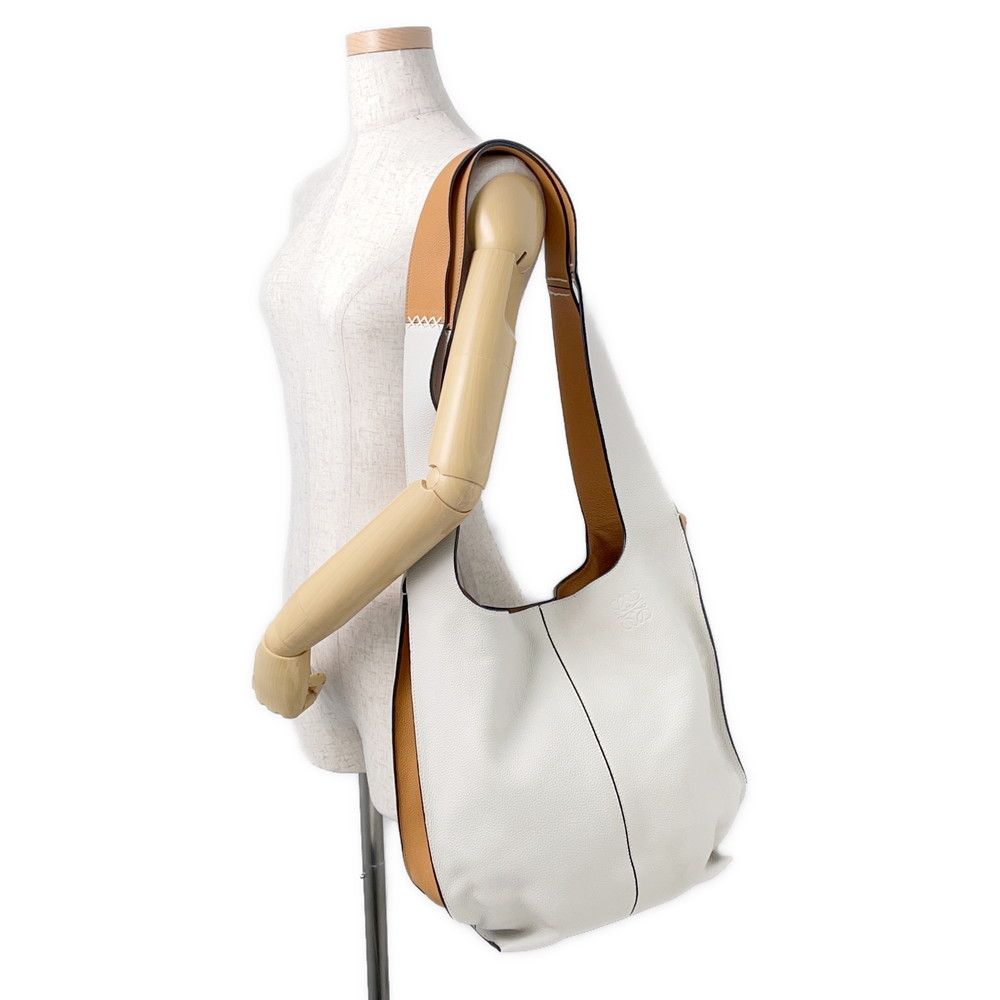 Loewe Tote Color Block Hobo Leather 2-Way Handbag Ivorybrown — view 5
