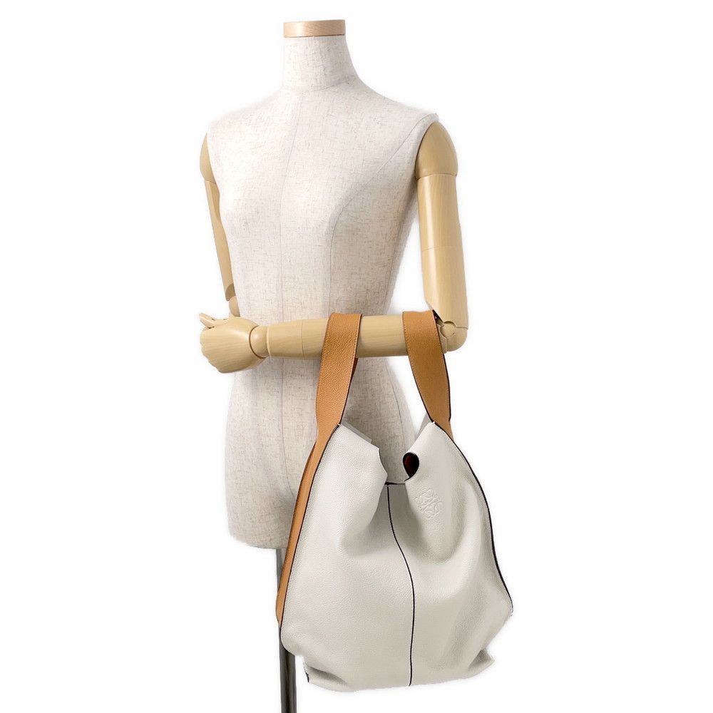 Loewe Tote Color Block Hobo Leather 2-Way Handbag Ivorybrown — view 4