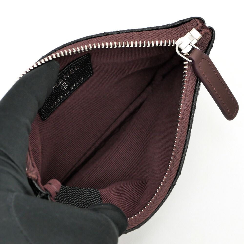 Chanel Classic Small Zip Pouch Black Silver — view 6