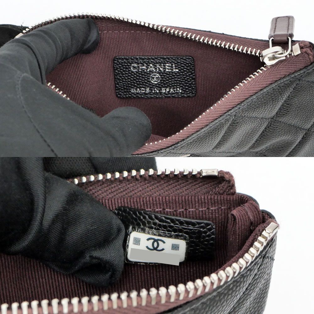 Chanel Classic Small Zip Pouch Black Silver — view 7