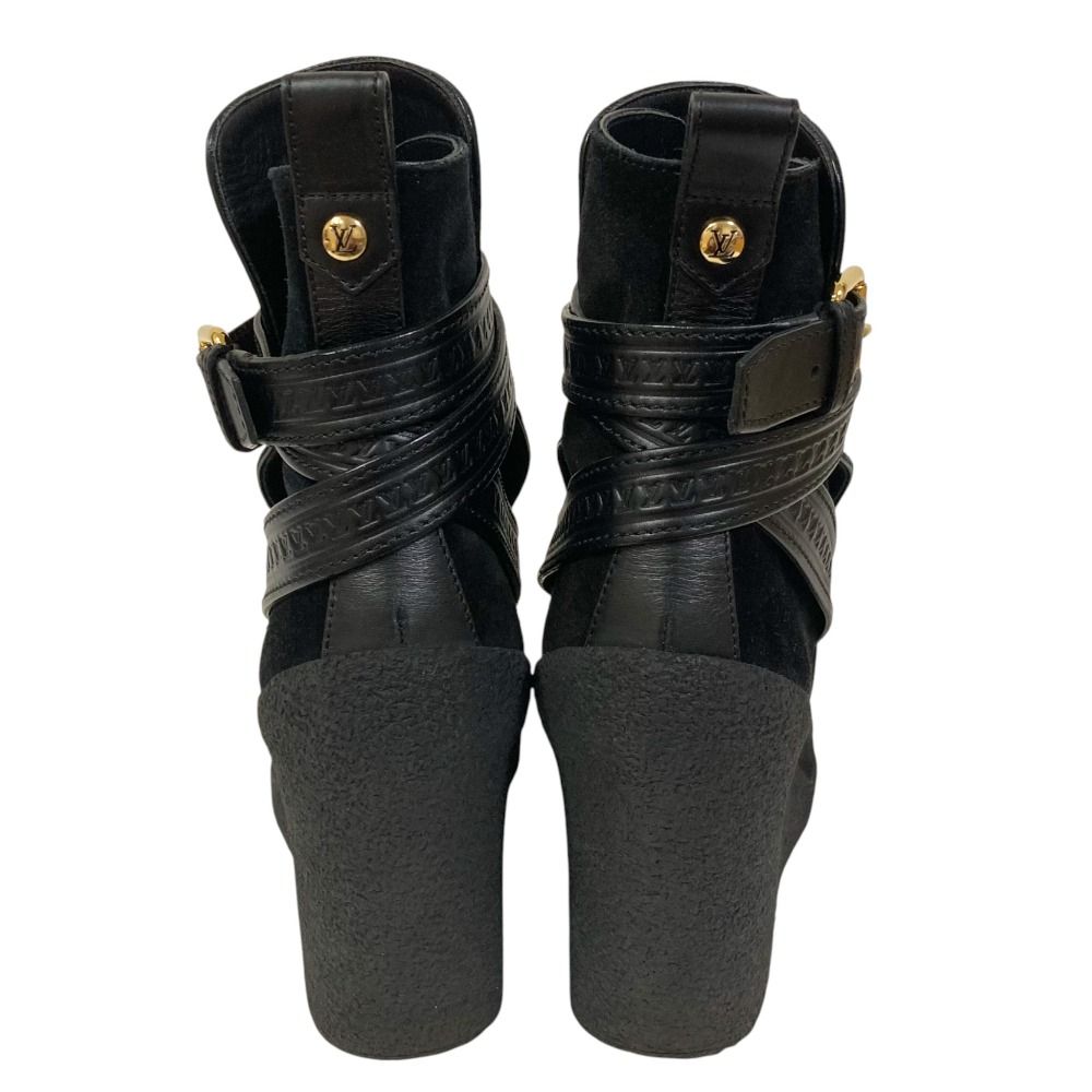 Louis Vuitton Wedge Sole Belt Design Suede Boots 34.5 — view 4