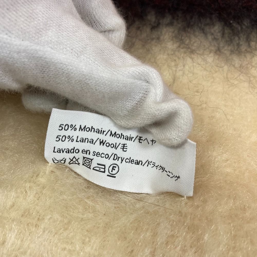 Loewe Anagram Leather Patch Wool Mohair Shaggy Scarf Red — view 6