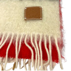 Loewe Anagram Leather Patch Wool Mohair Shaggy Scarf Red — view 9