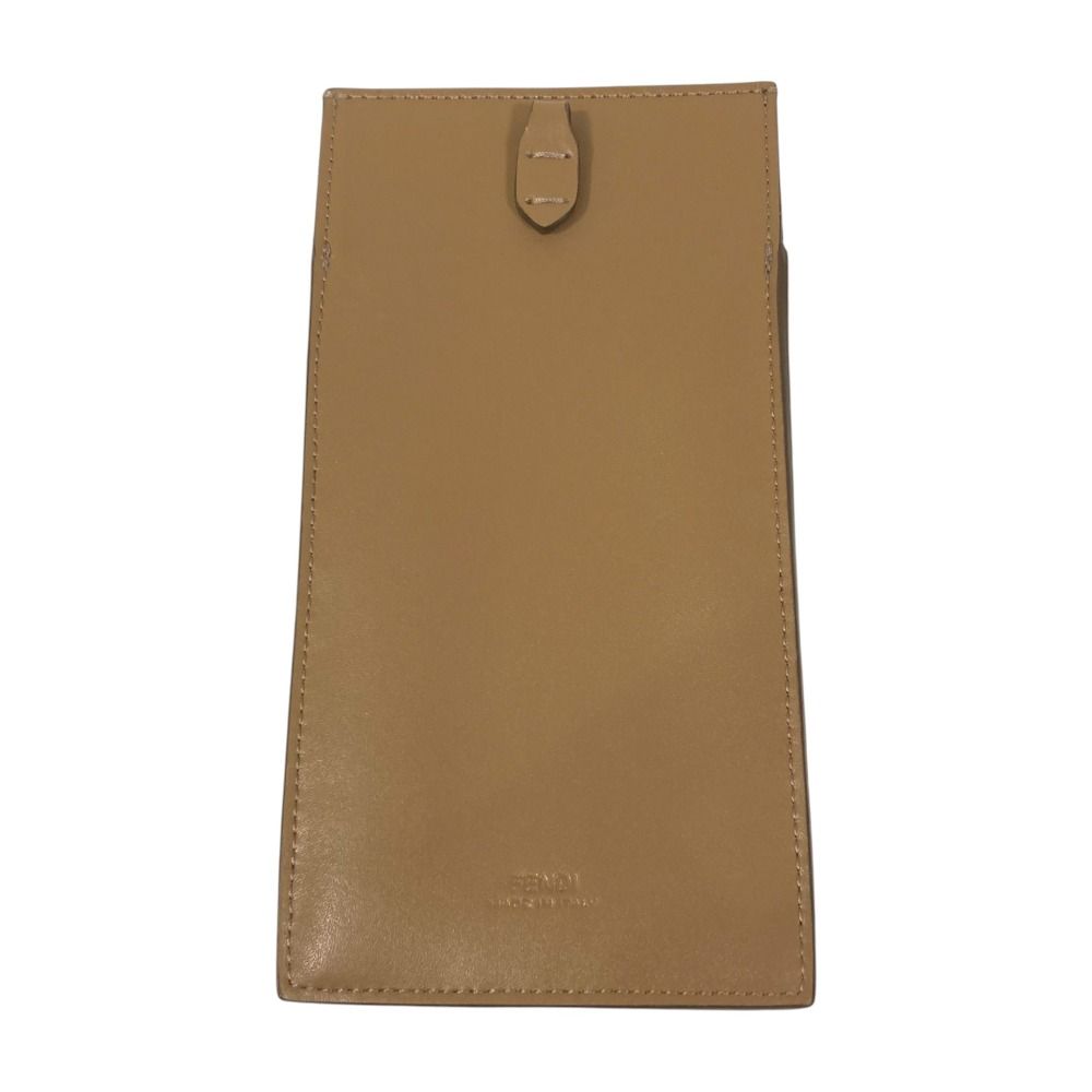 Fendi Shearling Different Materials Mix Phone Pouch Brown — view 2